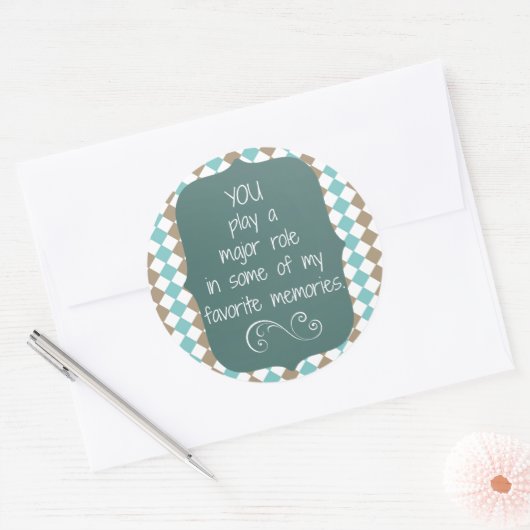 Bedankt Herinneringen Quote Ronde Sticker (Envelop)