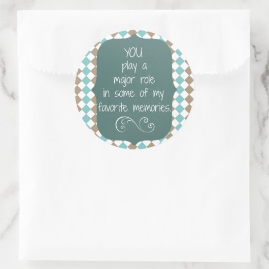 Bedankt Herinneringen Quote Ronde Sticker (Tas)