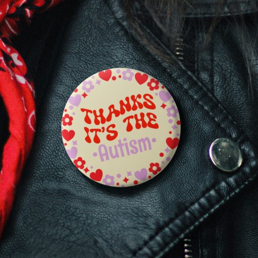 Bedankt Het is autisme geel groovy 70s Ronde Button 3,2 Cm