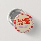 Bedankt Het is de Autisme Yellow Groovy 70s Ronde Button 3,2 Cm (Voorkant /achterkant)