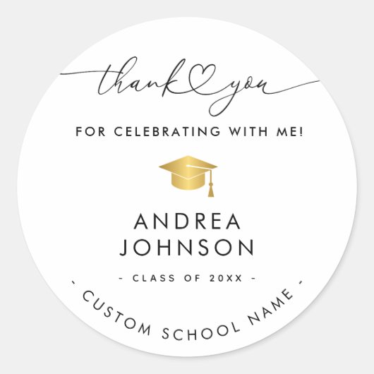 Bedankt High School College afstudeerfeest Ronde Sticker (Voorkant)