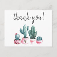 Bedankt hipster cactus roze waterverf print