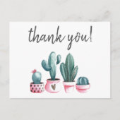 Bedankt hipster cactus roze waterverf print briefkaart (Voorkant)