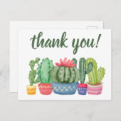 Bedankt hipster cactus waterverf illustratie briefkaart (Voorkant / Achterkant)