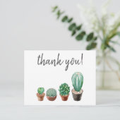 Bedankt hipster cactus waterverf print briefkaart (Staand voorkant)