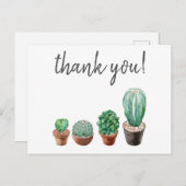 Bedankt hipster cactus waterverf print briefkaart (Voorkant / Achterkant)