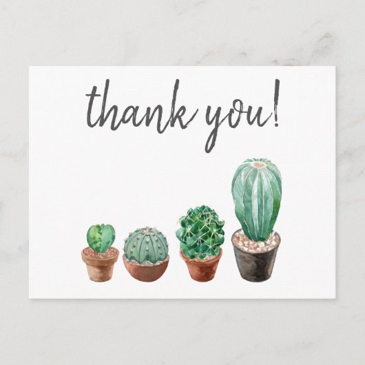 Bedankt hipster cactus waterverf print briefkaart (Voorkant)