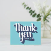 Bedankt hipster typografie blauw en wit briefkaart (Staand voorkant)