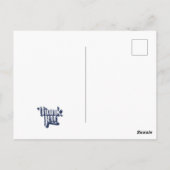 Bedankt hipster typografie blauw en wit briefkaart (Achterkant)