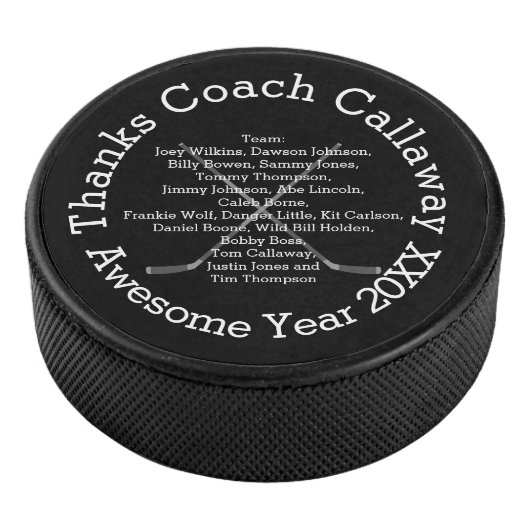 Bedankt Hockey Coach met teamnamen Hockey Puck (3/4)
