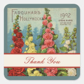 Bedankt Hollyhocks Peach Red Seed Packet Art Vierkante Sticker (Voorkant)