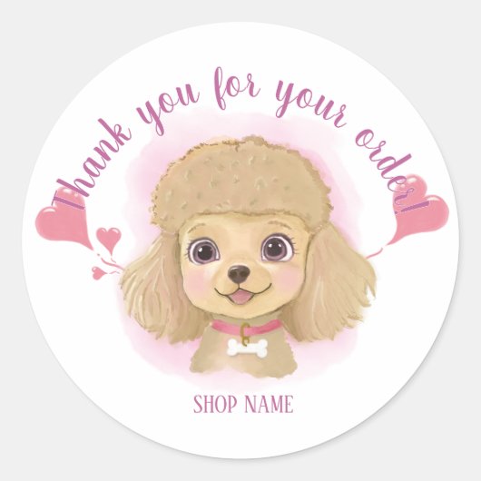 Bedankt Hond Sticker – Roze Verzendlabel (Voorkant)