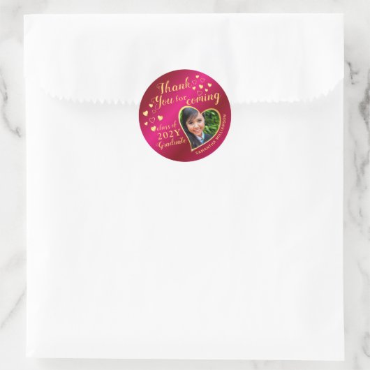 Bedankt Hot Pink en Gold 2025 Afstuderen Ronde Sticker (Tas)