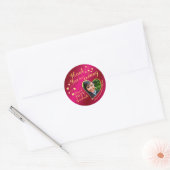 Bedankt Hot Pink en Gold 2025 Afstuderen Ronde Sticker (Envelop)