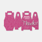 BEDANKT Hot Pink Faux Glitter Bedankdoosjes (Uitgevouwen)