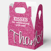 BEDANKT Hot Pink Faux Glitter Bedankdoosjes (Geopend)