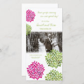 Bedankt Hot Pink & Green Blooms Trouwfoto (Voorkant / Achterkant)