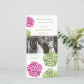Bedankt Hot Pink & Green Blooms Trouwfoto (Staand voorkant)