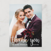 Bedankt Huwelijksfoto Modern Schrift Briefkaart (Voorkant)