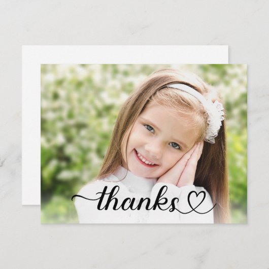 Bedankt in aangepaste foto van Cute Heart Script (Voorkant / Achterkant)
