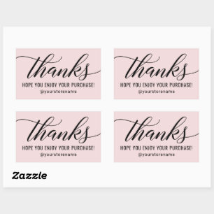 Bedankt in Black Modern Script roze Hartelijk dank Rechthoekige Sticker