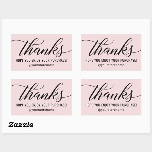 Bedankt in Black Modern Script roze Hartelijk dank Rechthoekige Sticker (Vel)