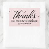 Bedankt in Black Modern Script roze Hartelijk dank Rechthoekige Sticker (Tas)