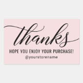 Bedankt in Black Modern Script roze Hartelijk dank Rechthoekige Sticker (Voorkant)