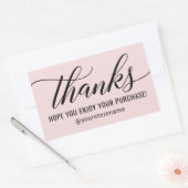 Bedankt in Black Modern Script roze Hartelijk dank Rechthoekige Sticker (Envelop)