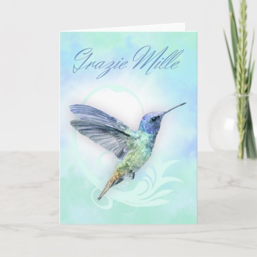 Bedankt in het Italiaans - Waterverf Humminbird Ka (Voorkant)