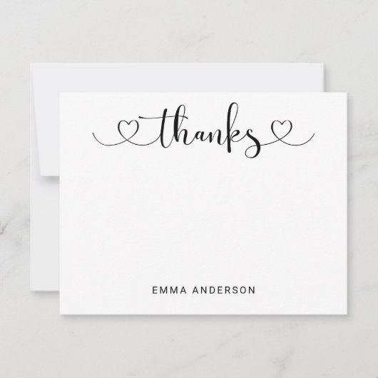 Bedankt in Modern Black Heart Script Persoonlijk (Voorkant)