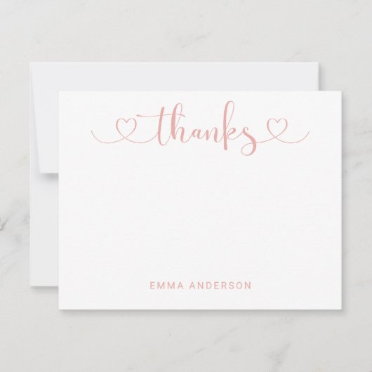 Bedankt in modern Roos Gold Heart Script Custom (Voorkant)