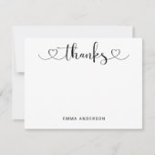 Bedankt in modern Zwart hartscript gepersonaliseer (Voorkant)