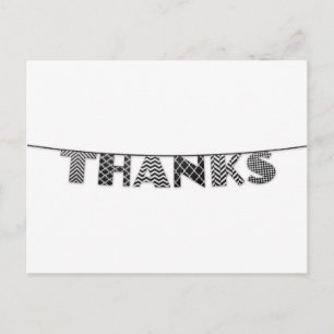 Bedankt in Patterned Bunting Zwart-wit Briefkaart