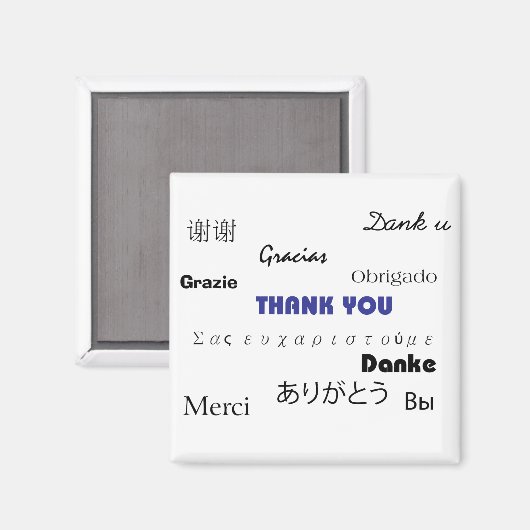 Bedankt in zwart en blauw 003 magneet (Voorkant / Achterkant)