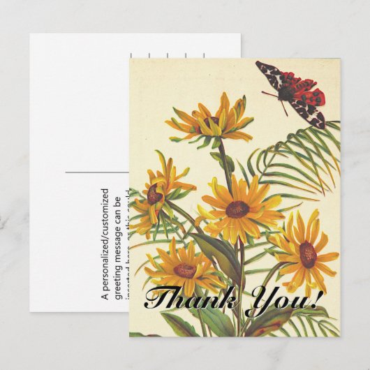 "Bedankt!" + Insect, Flowers Briefkaart (Voorkant / Achterkant)