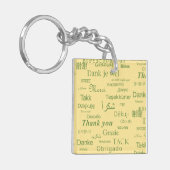 "Bedankt" Internationale kunst, Motivatie geel Sleutelhanger (Voorkant Links)