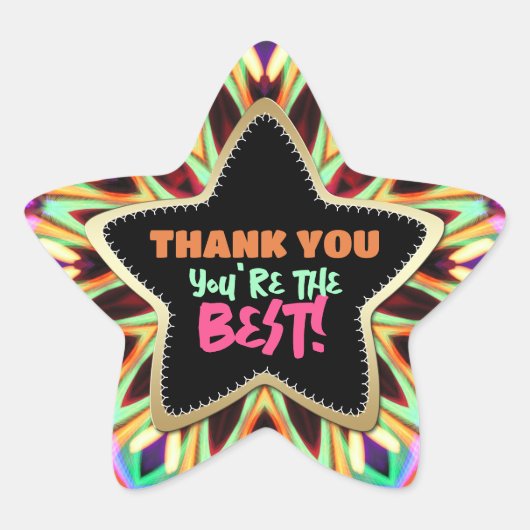 Bedankt ♥ Je bent de beste regenboog kleuren ster Ster Sticker (Voorkant)
