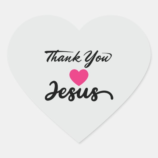 Bedankt Jezus | Modern Christelijk geloof Hart Sticker (Voorkant)
