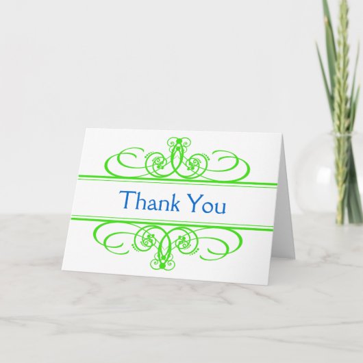 Bedankt kaart blauw en groen (Voorkant)