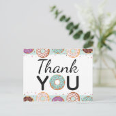 BEDANKT Kaart Blauw Iced Donuts Verjaardagsfeest (Staand voorkant)