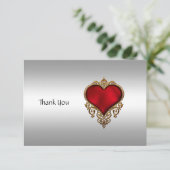 Bedankt kaart en zilver hart (Staand voorkant)