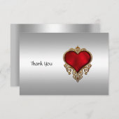 Bedankt kaart en zilver hart (Voorkant / Achterkant)