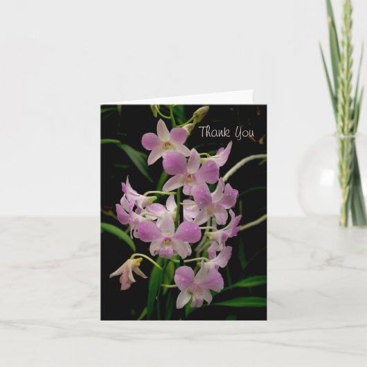 Bedankt kaart met roze orchideeën (Voorkant)