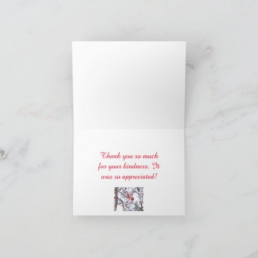 "BEDANKT KAART / RODE BESSEN OMHULD IN IJS / WINTE (Binnen)