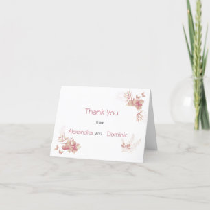 Bedankt kaart - roze tinten Floral Butterfly