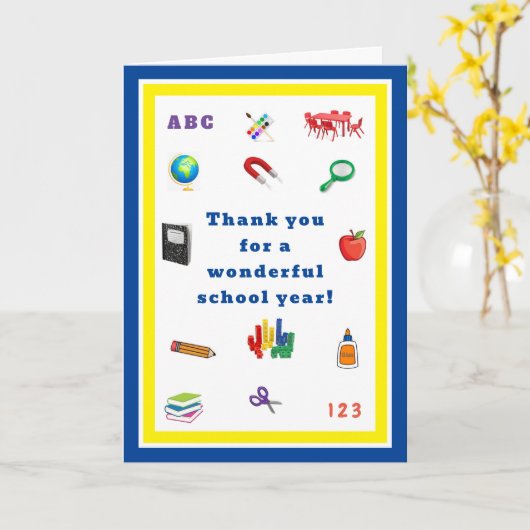 Bedankt kaart voor de basisschoolleraar (Gele Bloem)