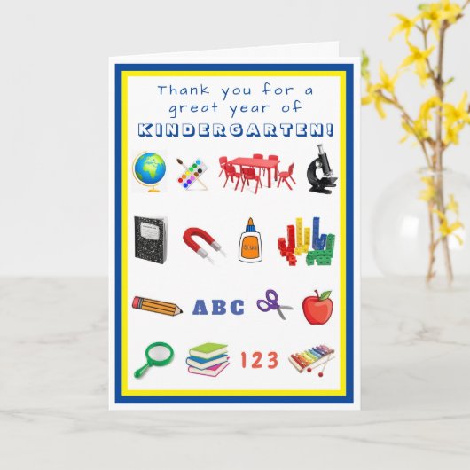 Bedankt kaart voor de kleuterjuf (Gele Bloem)