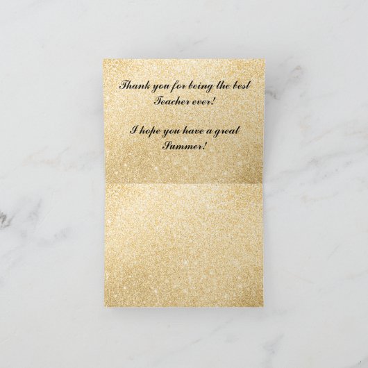 Bedankt kaart voor de leraar Elegant Gold Design (Binnen)