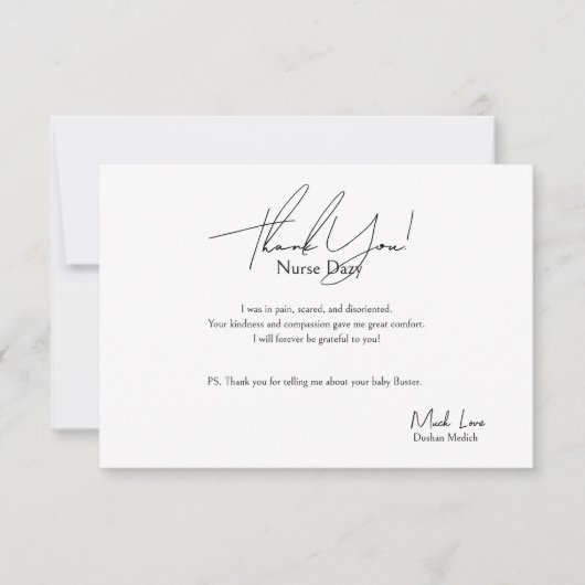 Bedankt kaart voor een Vrouw verpleegkundige (Voorkant)
